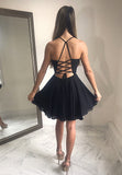 Plunging V-Neck Chiffon Short Prom Dresses, Simple Evening Dresses HZ0429