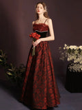 Beautiful  A-Line Floor Length Prom Dress with Rose Print, Off Shoulder Evening Party Dress HZ0429