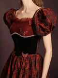 Beautiful  A-Line Floor Length Prom Dress with Rose Print, Off Shoulder Evening Party Dress HZ0429