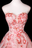 Sweetheart Neck Pink 3D Floral Applique Layered Tulle Ball Gown with Hooded Veil HZ0429