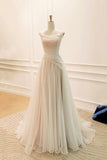 Champagne Soft Chiffon Long Prom Dress, Elegant A-Line Evening Party Dress HZ0429