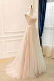 Champagne Soft Chiffon Long Prom Dress, Elegant A-Line Evening Party Dress HZ0429
