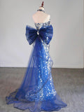Mermaid Sequins Long Prom Dress, Sliver Off the Shoulder Party Evening Dress HZ0429