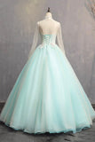 Green Tulle Lace Long Prom Dress, Elegant High Neck Long Sleeve Formal Dress HZ0429