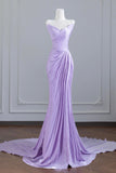 Lilac Strapless Long Prom Dress, Beautiful Backless Evening Party Dress HZ0429