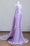 Lilac Strapless Long Prom Dress, Beautiful Backless Evening Party Dress HZ0429