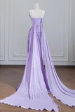 Lilac Strapless Long Prom Dress, Beautiful Backless Evening Party Dress HZ0429