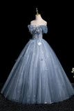 Beautiful Blue Butterfly Appliques Sequins Prom Dress, A-Line Backless Party Dress HZ0429