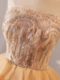 Lovely Tulle Layer Knee Length Prom Dress, A-Line Strapless Evening Party Dress HZ0429