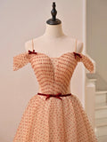 Cute Tulle Floor Length Prom Dress, Off the Shoulder Evening Party Dress HZ0429