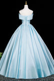 Blue Satin Long Prom Dress, Blue A-Line Backless Evening Formal Dress HZ0429