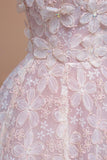 Cute Tulle Flower Floor Length Prom Dress, Beautiful Backless A-Line Evening Party Dress HZ0429