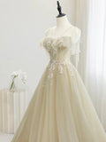 Cute Tulle Sequins Floor Length Prom Dress, Beautiful Spaghetti Strap Evening Party Dress HZ0429