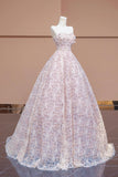 Cute Tulle Flower Floor Length Prom Dress, Beautiful Backless A-Line Evening Party Dress HZ0429