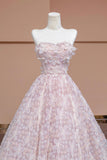 Cute Tulle Flower Floor Length Prom Dress, Beautiful Backless A-Line Evening Party Dress HZ0429