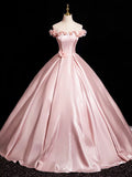 Pink Satin Long Prom Dress, Beautiful A-Line Evening Party Dress HZ0429
