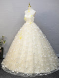 Yellow Tulle Sequins Long Prom Dress, Beautiful A-Line Formal Party Dress HZ0429