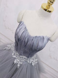 Gray Sweetheart Neck Short Prom Dress, A Line Party Dress with Feather HZ0429
