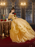 Yellow Tulle Long A-Line Ball Gown, Beautiful Off the Shoulder Princess Dress HZ0429