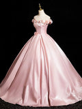 Pink Satin Long Prom Dress, Beautiful A-Line Evening Party Dress HZ0429