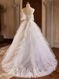 A-Line Tulle Layers Long Prom Dress, Ivory Spaghetti Strap Sweet 16 Dress Evening Dress HZ0429