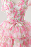 Lovely Flower Blushing Pink Party Dress, A-Line Spaghetti Strap Removable Skirt Prom Dress HZ0429