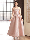Cute Satin Tea Length Prom Dress, Off the Shoulder Pink A-Line Party Dress HZ0429