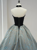 Beautiful Strapless Jacquard Floor Length Prom Dresses, A-Line Sweetheart Neck Formal Dresses HZ0429