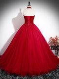 Red A-Line Halter Long Prom Dress, Red Backless Evening Formal Dress HZ0429