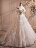 Ivory Spaghetti Strap Tulle Long Prom Dress, Lovely A-Line Formal Evening Dress HZ0429
