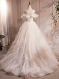 Ivory Spaghetti Strap Tulle Long Prom Dress, Lovely A-Line Formal Evening Dress HZ0429