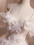 Ivory Spaghetti Strap Tulle Long Prom Dress, Lovely A-Line Formal Evening Dress HZ0429