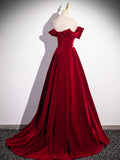 Burgundy Velvet Sequins Long Prom Dress, Elegant Off the Shoulder A-Line Formal Dress HZ0429