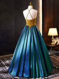 Retro Halter Neck Long Prom Dress, Elegant A-Line Evening Party Dress HZ0429