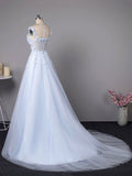 Light Blue Tulle Lace Long Prom Dress, Beautiful A-Line Evening Party Dress HZ0429