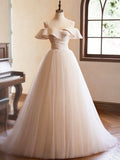 Beautiful Spaghetti Straps Floor Length Prom Dress, Champagne Sleeveless Backless Evening Party Dress HZ0429