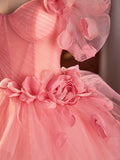 Pink Spaghetti Strap Tulle Long Prom Dress, Beautiful A-Line Sweet 16 Dress HZ0429