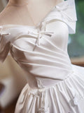 White Satin Butterfly Bow Party Dresses, Lovely A-Line Evening Homcoming Dress HZ0429