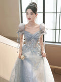 Cute Tulle Lace Floor Length Prom Dress, Beautiful A-Line Evening Formal Dress HZ0429