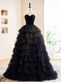 Black Velvet and Tulle Long Prom Dress, A-Line Off the Shoulder Formal Evening Dress HZ0429