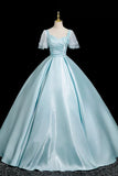Blue Satin Long Prom Dress, Beautiful A-Line Evening Party Dress HZ0429
