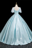Blue Satin Long Prom Dress, Beautiful A-Line Evening Party Dress HZ0429