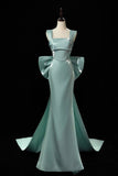 Green Satin Long Prom Dress, Beautiful Mermaid Formal Evening Dress HZ0429