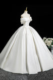White Satin Long Prom Dress, Elegant A-Line Off the Shoulder Party Dress HZ0429
