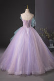Lilac and Blue Tulle Long Prom Dress, Beautiful Off the Shoulder Evening Party Dress HZ0429
