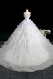 White Tulle and Lavender Appliques Long Prom Dress, Beautiful Fairy Party Dress HZ0429