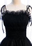 A-Line Long Spaghetti Strap Prom Dresses, Cute Layers Tulle Evening Dresses HZ0429