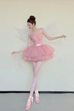 Pink Shiny Tulle Short/Mini Party Dress, Lovely A-Line Strapless Evening Dress HZ0429