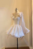 Lovely Ivory Tulle Short/Mini Party Dress, A-Line Sweetheart Neck Evening Dress HZ0429