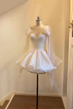 Lovely Ivory Tulle Short/Mini Party Dress, A-Line Sweetheart Neck Evening Dress HZ0429